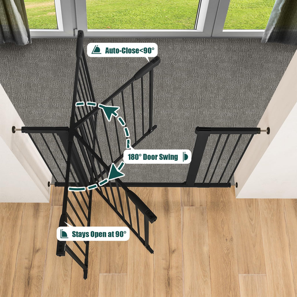 keny 29.7"-46" Baby Gate for Stairs, Auto Close Dog Gates for Doorways