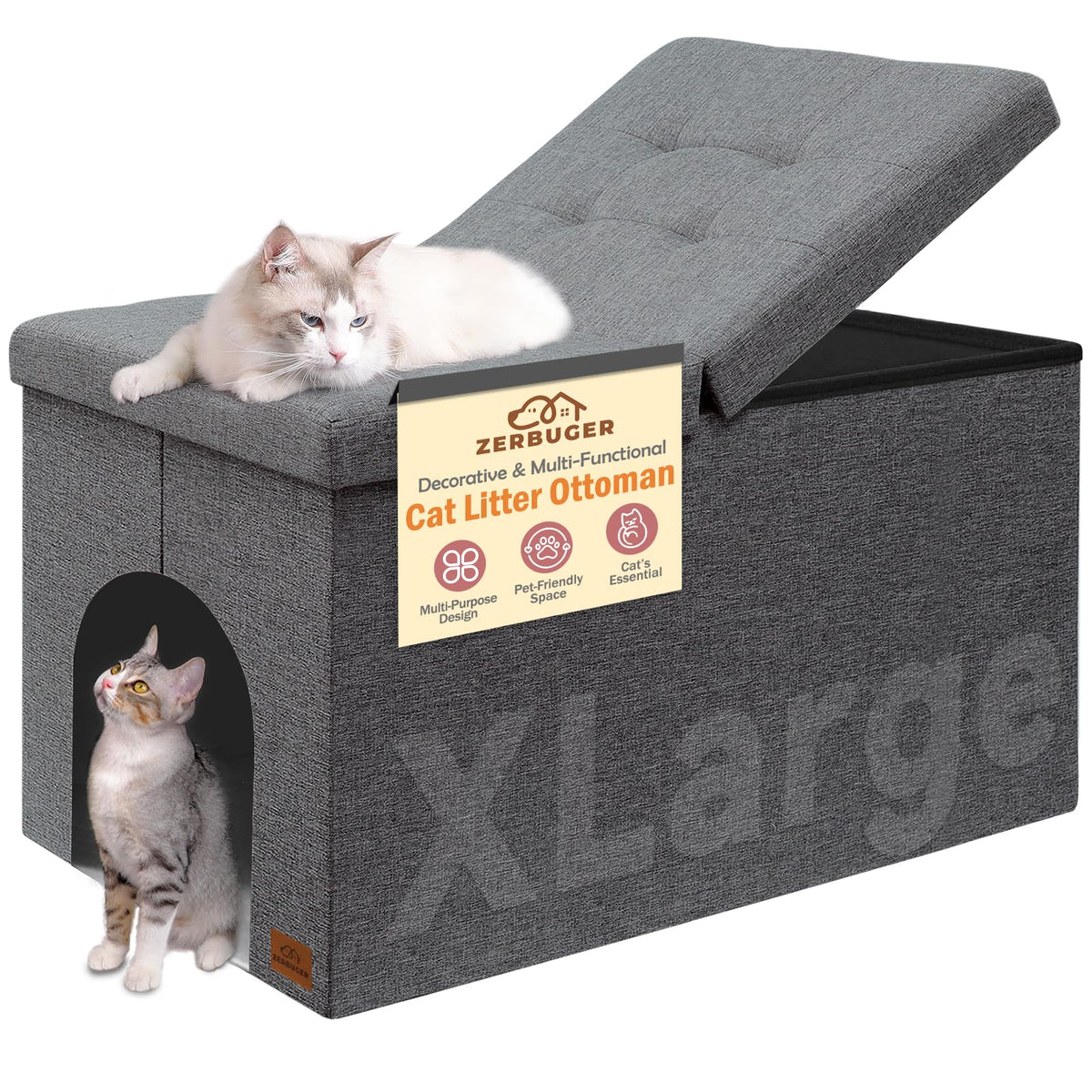 Cat Litter Box Enclosure Furniture for Odor Control,Hidden Cabinet Cat