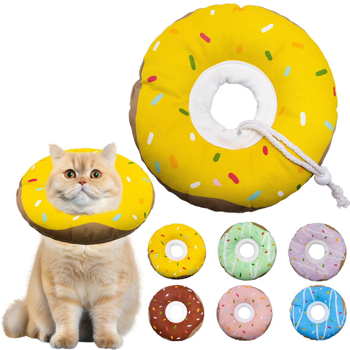 Seyezo Cat Cone Collar Soft, Adjustable Cat Recovery Cone, Orange, Small