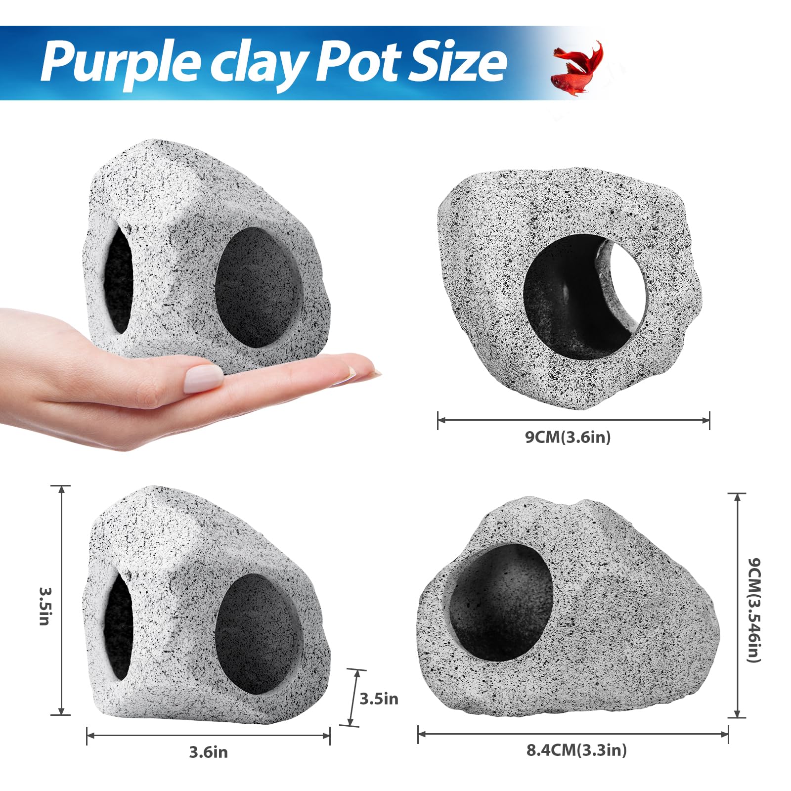 CousDUoBe 10Pcs Aquarium Hideaway Rock Cave Fish Tank Decorations quarium,Betta Toys Hideout Stones House,Safe and Non-Toxic Ceramic Fish Tank Ornaments