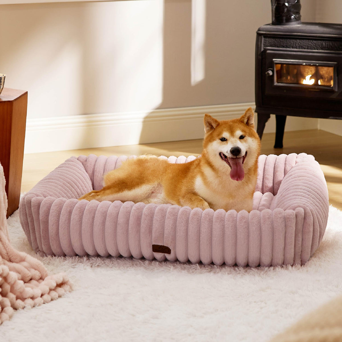 Bedsure ComfyFleece® Cute Dog Beds Large Sized Dog Washable，36in Cream