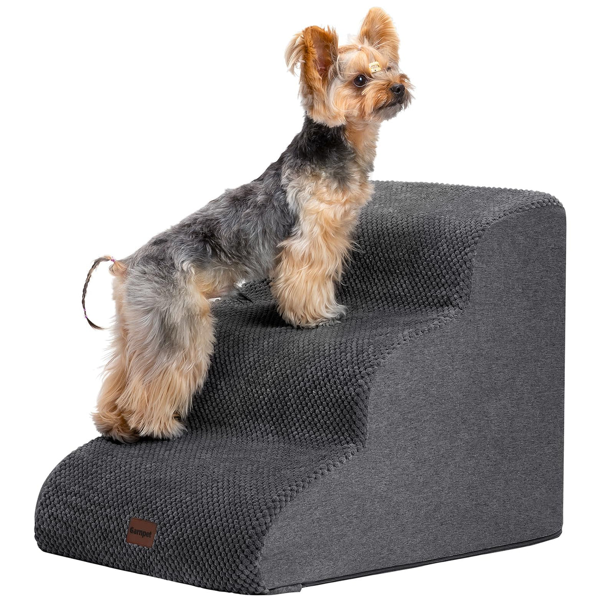 Garnpet Dog Stairs for High Beds, 4-Step Dog Steps for Small Dogs and Cats, Foldable Pet Stairs for High Bed Climbing, Non-Slip Balanced Pet Step Indoor, Light Grey
