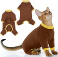 PUMYPOREITY Cat Hair Sticky Sweater, Recovery Suit - Breathable & Lightweight for Post-Surgery Protection, Cat Onsie Prevents Licking Wounds, Brown, 2XL