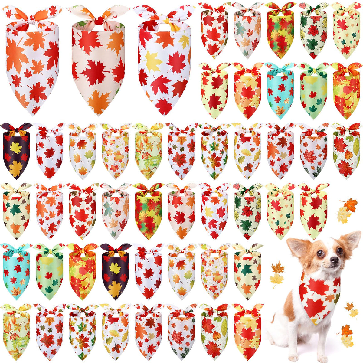 Abbylike 50 Pcs Paw Print Dog Bandanas Bulk, Halloween & Birthday Party