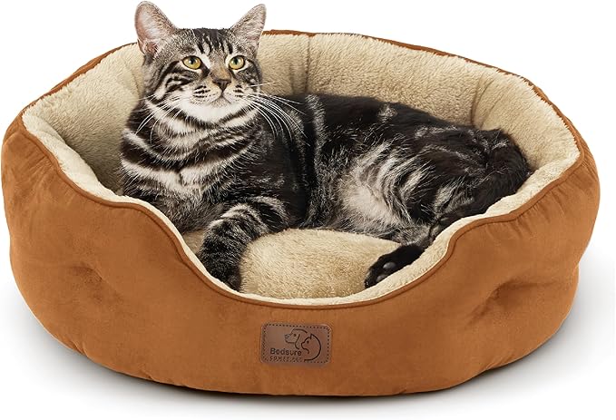 Bedsure Small Dog Bed Washable,Round Cat Beds for Indoor Cats,20in