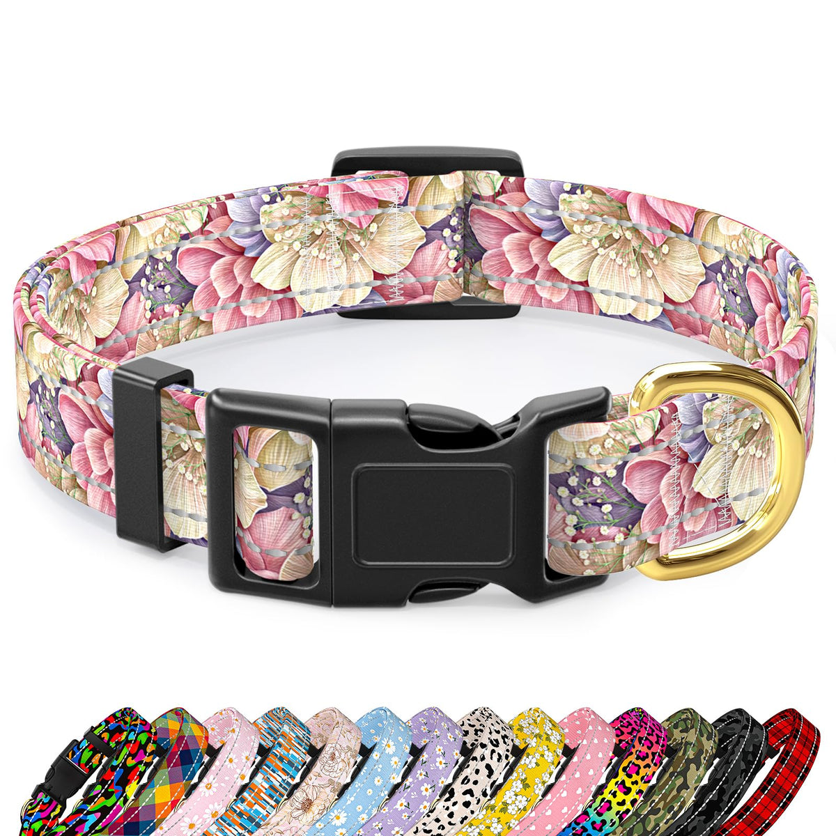 TMOODEL Reflective Dog Collar for Small Dogs, Green Camouflage Pet Collar,S