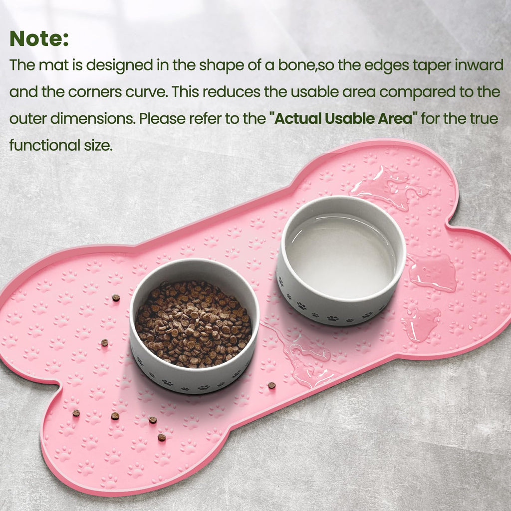 PWTAA Dog Food Mat Anti-Slip Silicone Dog Bowl Mat Thicker Pet Placemat Waterproof Cat Feeder Pad with Raised Edge Puppy Kitten Feeding Mats Suitable Small Medium-Sized Dogs Cats Eating Tray