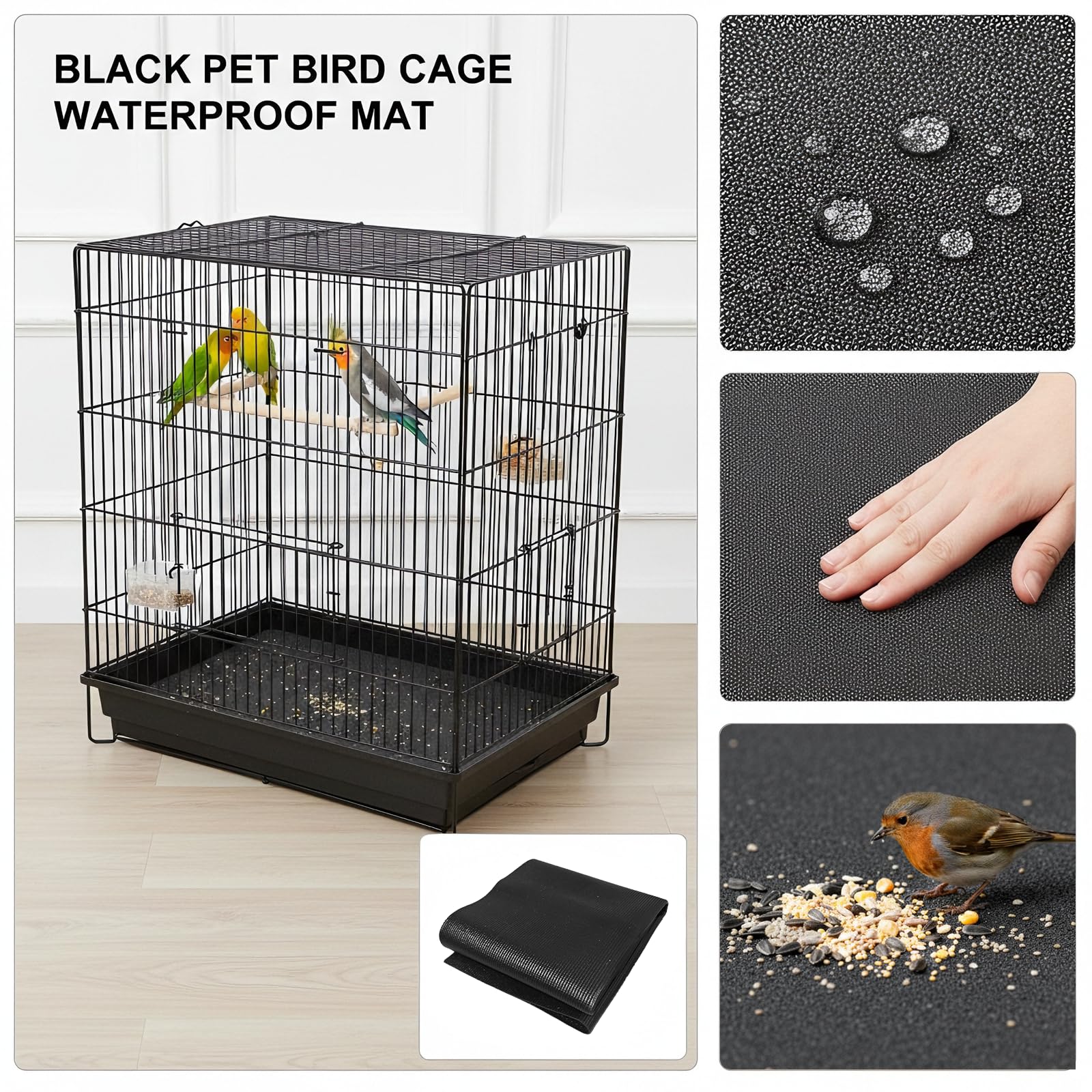 Wiojtry Under Pet Cage Mat for Bird Cages, Dog Kennels, Reptile Aquariums, Dog Kennels, Water-Resistant Pad for Hard Floors and Surfaces (X-Large)