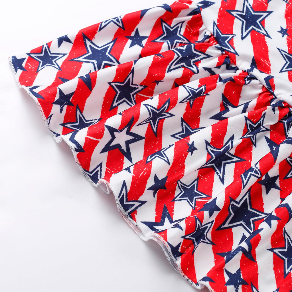 Girls 4th of July Clothes Baby Girls Independence Day Outfit American Flag Shirt+Stars and Stripes Pants Kids Patriotic Clothes Flag Shorts Sets Size 6t/6933