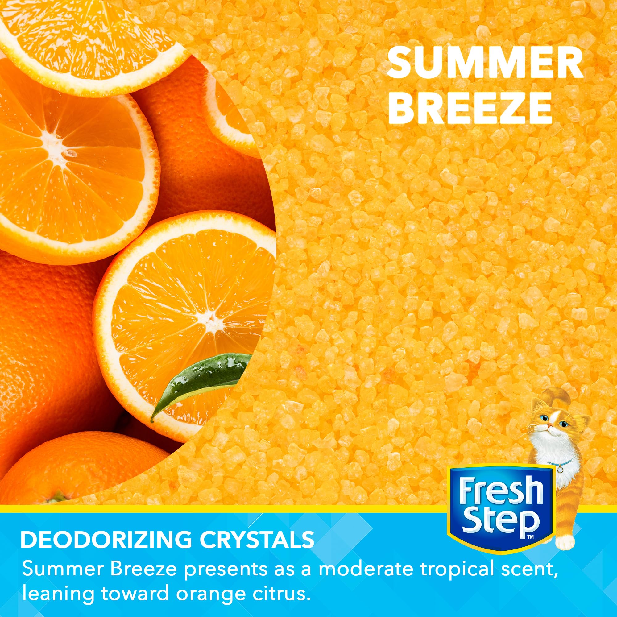 Fresh Step Cat Litter Crystals Deodorizer, Summer Breeze Scent, 30 Oz