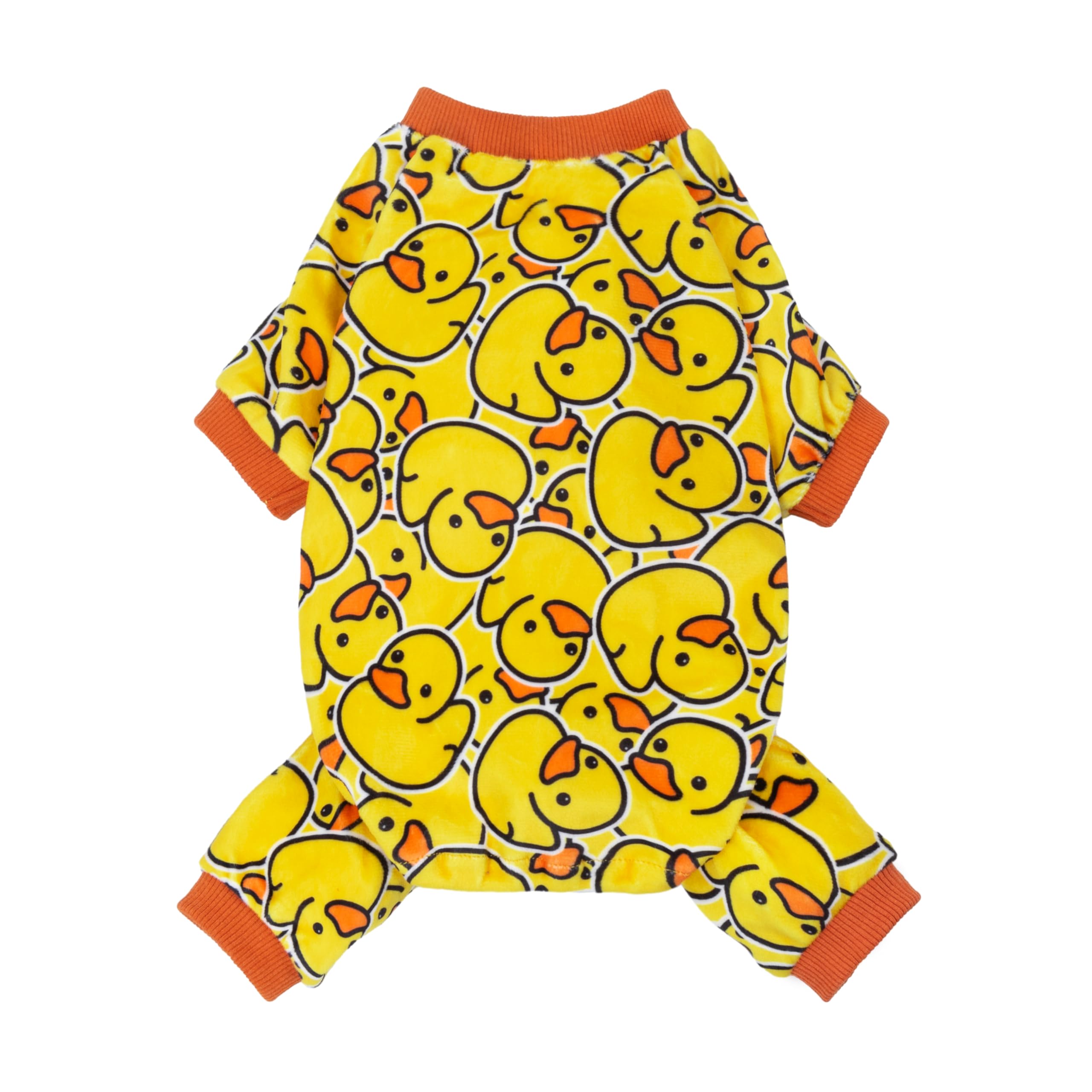 Fitwarm Funny Duck Dog Pajamas, Dog Winter Clothes for Small Dogs Girl, Lightweight Velvet Pet Jumpsuit, Cat Onesie, Yellow, Large