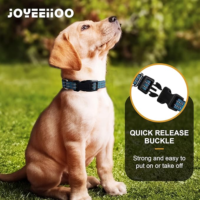 JOYEEIIOO Martingale Dog Collar, Adjustable Nylon Reflective Collar with Quick Release Buckle, No Pull Dog Training Collars for Small Medium Large Dogs (Gentian Blue, Medium)