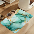Green Marble Pet Feeding Mat for Floors–Absorbent Quick Dry Dog Cat Bowl Mat for Food and Water, Non Slip Waterproof Base, Mess-Free Feeding Accessories 16"x24"
