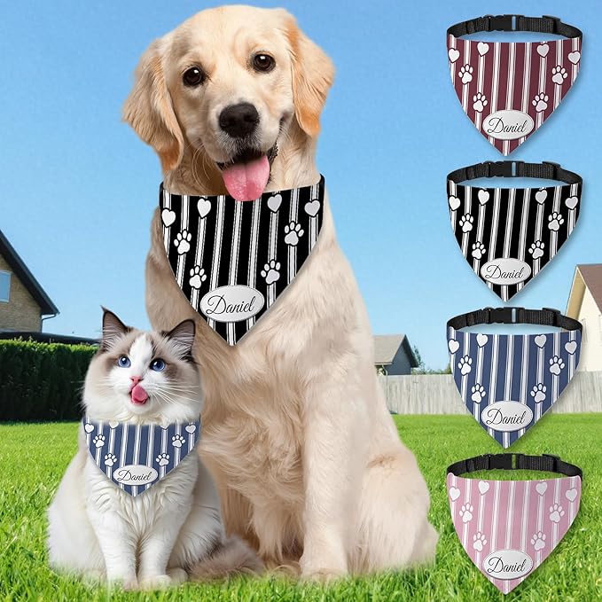 Personalized Dog Bandana Custom Name & Design, Premium Custom Dog Bandana for Small Medium Large Dogs, Soft Fabric Pet Scarf Personalized Pet Accessories Gift (Premium Elegant, Medium)