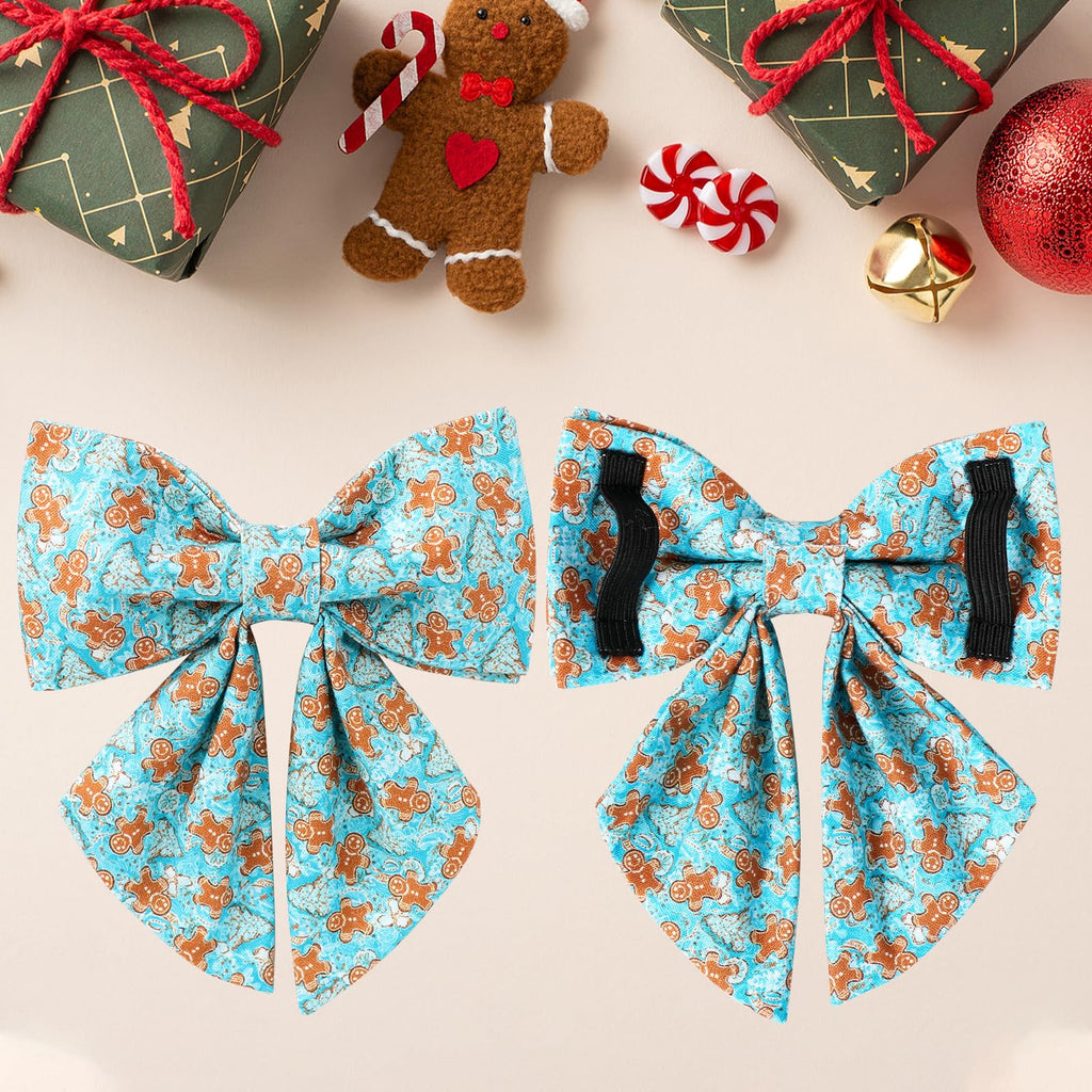 UP URARA PUP Christmas Dog Collar with Bow Tie,Adjustable Gingerbread Pet Collar,Chriatmas Puppy Bowtie Collar for Small Medium Large Dogs,M
