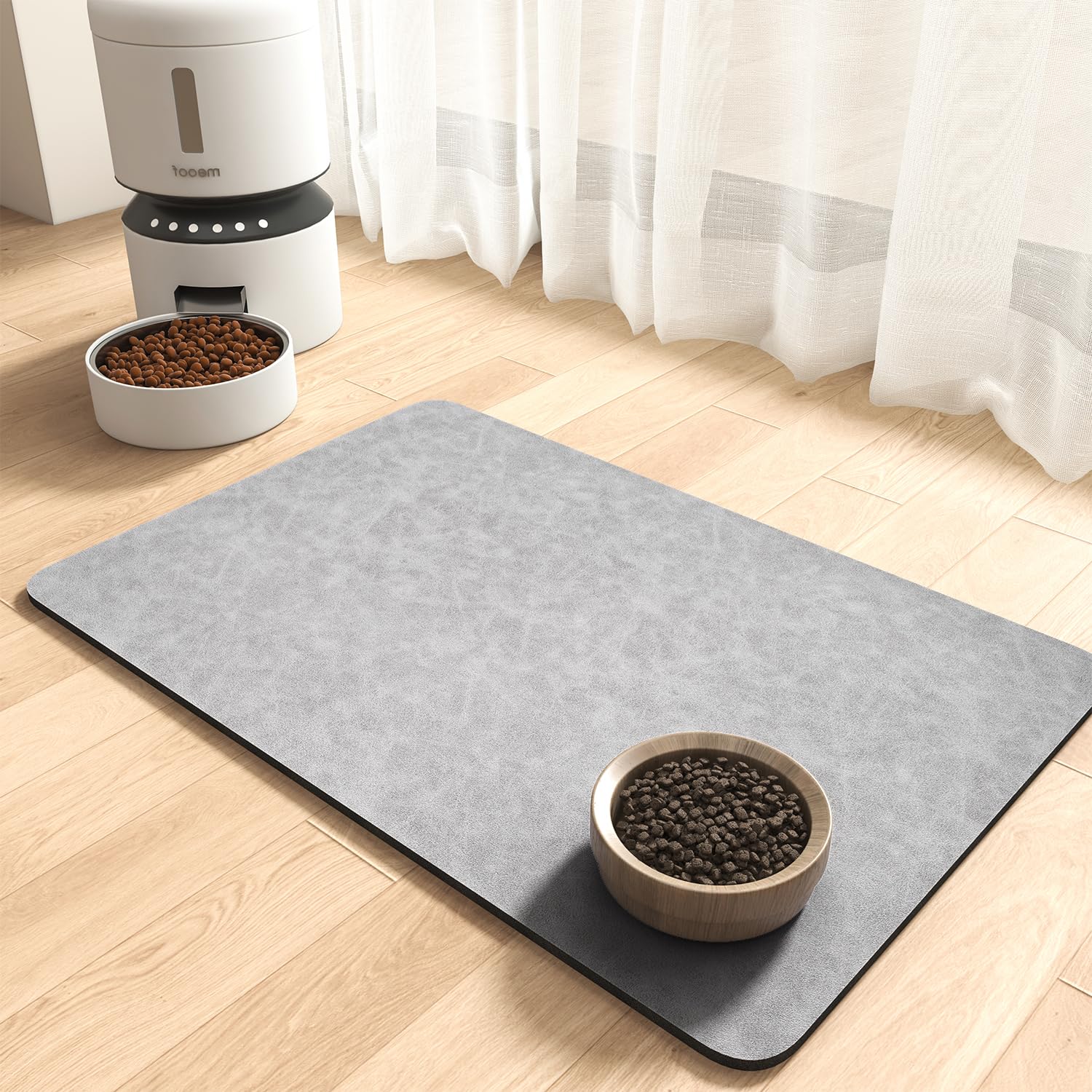 MontVoo-Absorbent Pet Feeding Mat-No Stains Pet Mat for Food and Water Bowl-Quick Dry Cat & Dog Food Mat Water Dispenser Mat-Pet Supplies Mat-Dog Water Bowl Mat for Messy Drinker,（LightGrey,23"x34"）