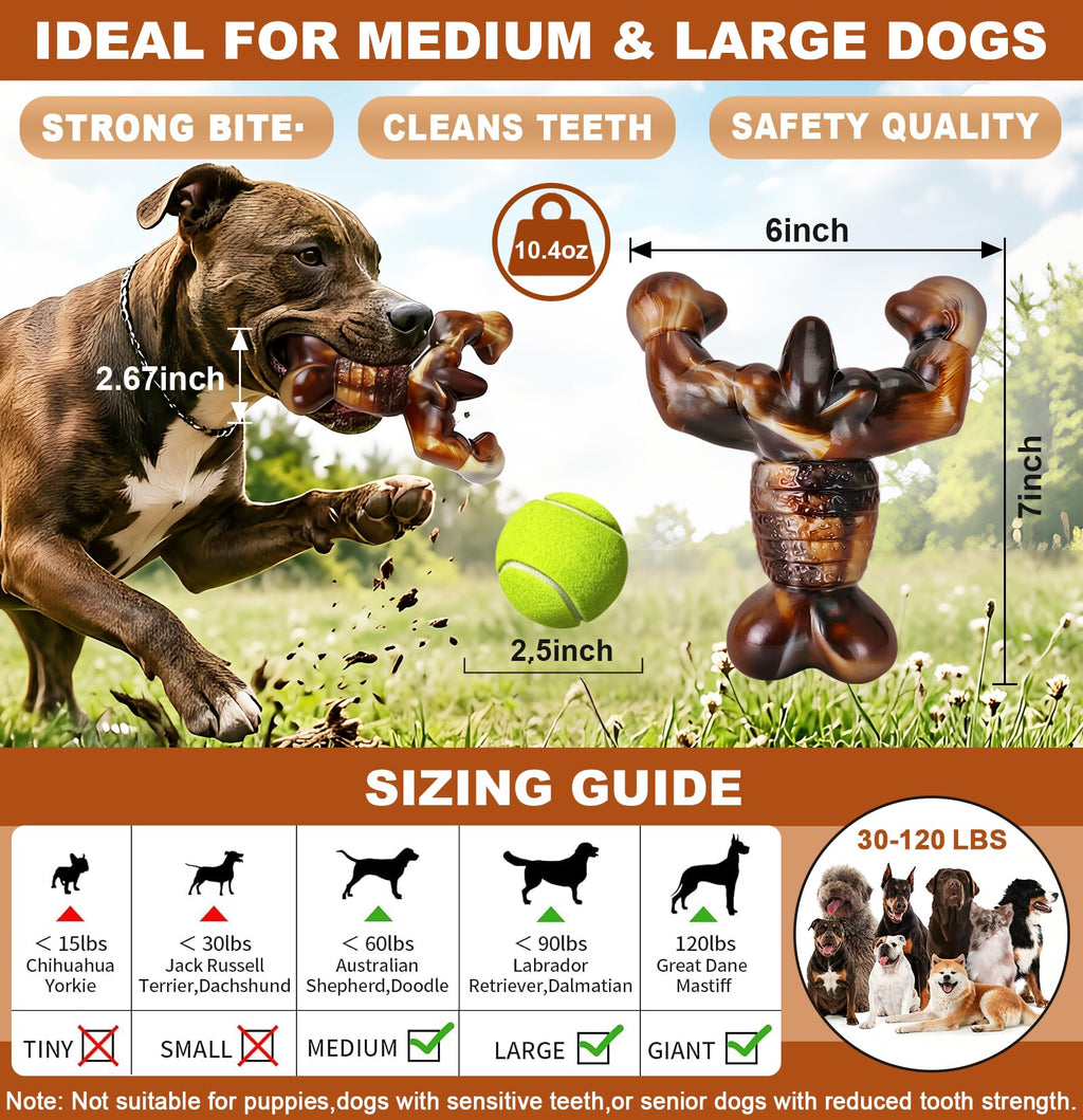 MOXIKIA Heavy Duty Dog Chew Toy for Aggressive Chewers, Medium Large Breed