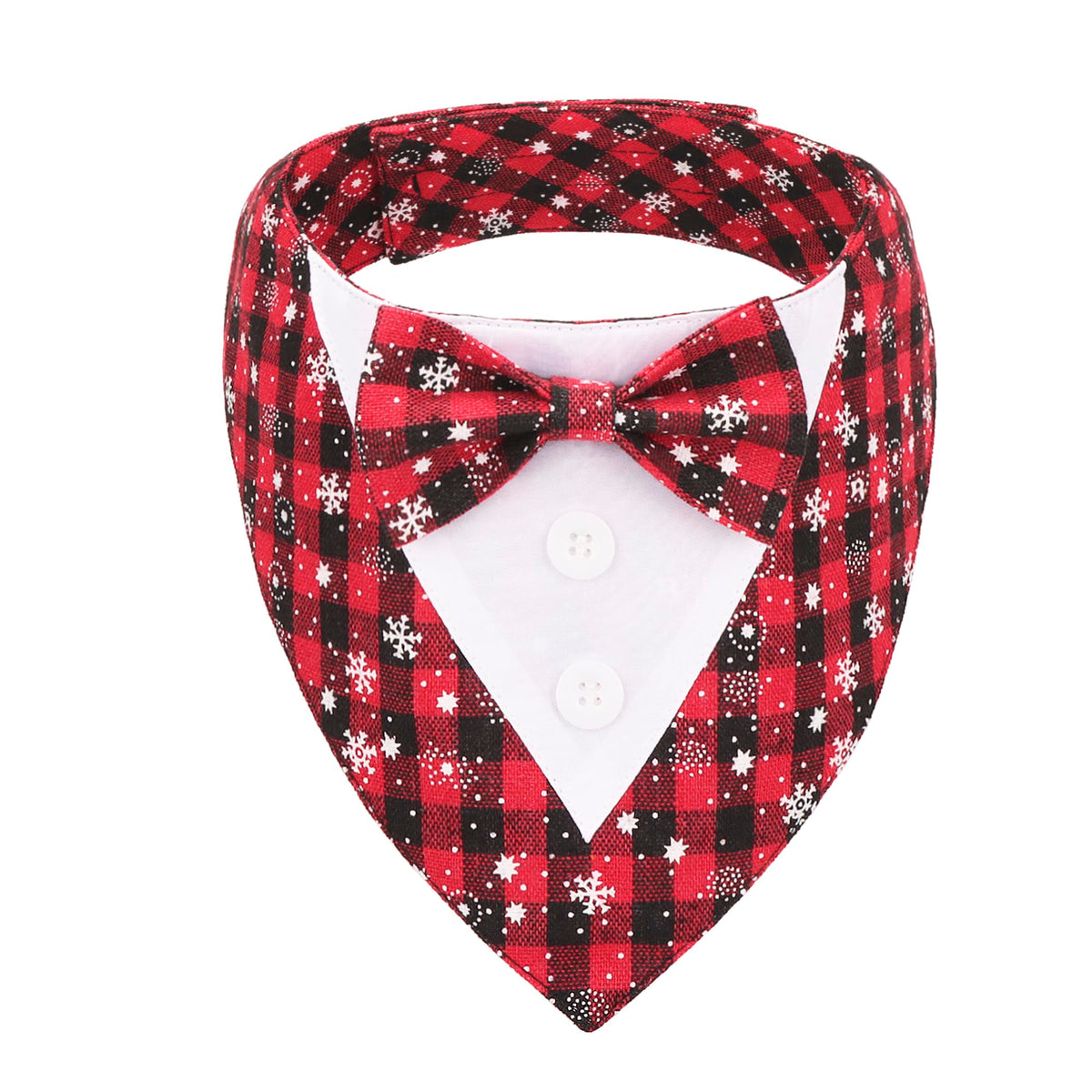 ADOGGYGO Fall Dog Tuxedo Bandana, Plaid Thanksgiving Dog Bow Tie Collar, XS