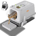 Anywish Stainless Steel Cat Litter Box with Lid, XL Extra Large Enclosed Removable Metal Litter Box with Litter Scoop&Double Layer Litter Mat, Non-Sticky, Non-Odor, for Big Cats Dark Grey