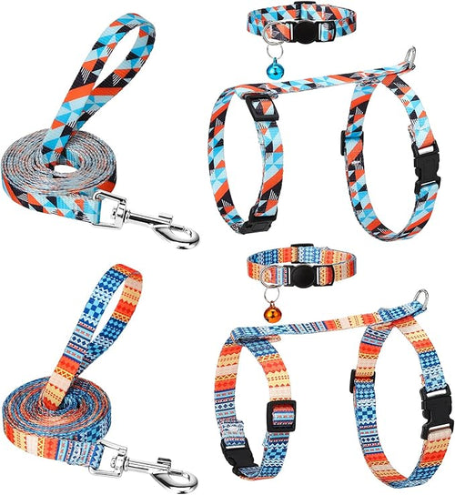 2 Pack Floral Cat Harness and Leash Escape Proof Adjustable Kitten Harness