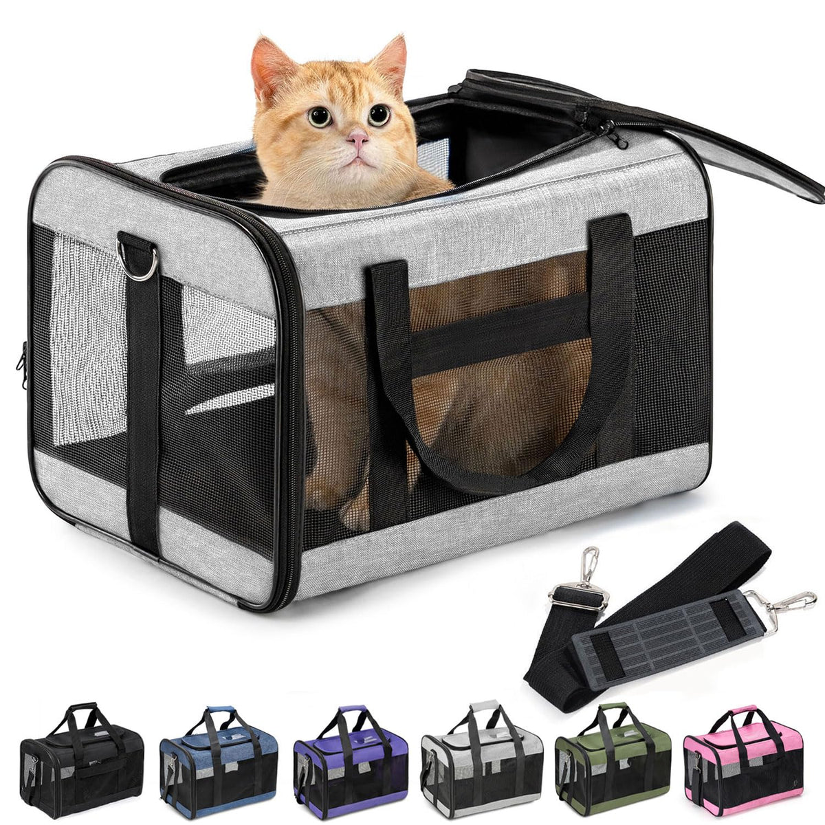 Conlun Dog Carrier Soft Sided, Large Cat Carrier,Black L
