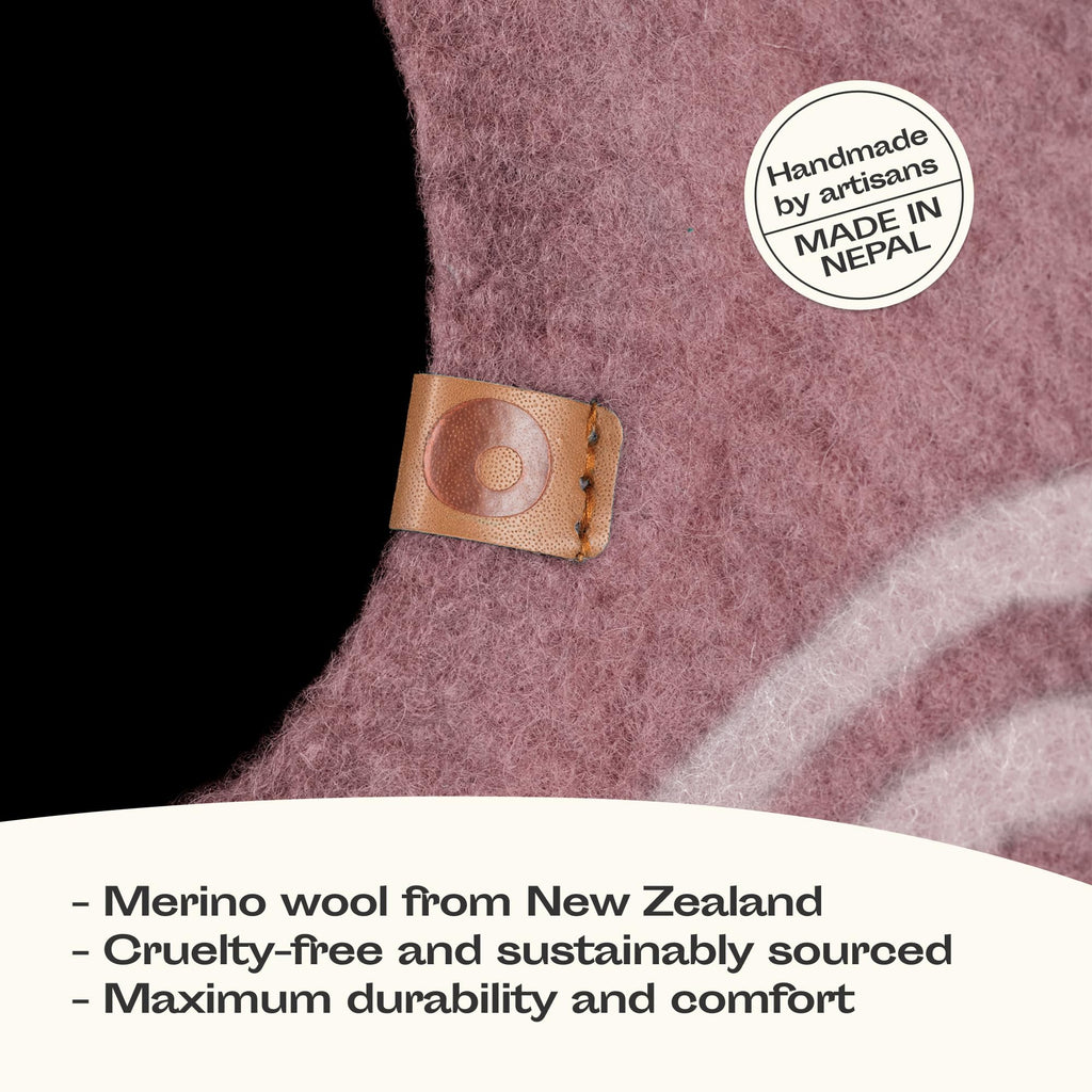 MEOWFIA Cat Cave - Merino Wool Bed for Indoor Cats (Rose Gold, Large)