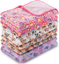 Tatuo 4 Pcs Dog Blanket for Pet Cat Blankets Indoor Puppy Teething Stuff Toys Paw Print Fleece Soft Blanket Sleep Mat for Guinea Pig Cage(White, Coffee, Pink, Purple,XXXX-Large(72 x 72 Inch),Square)