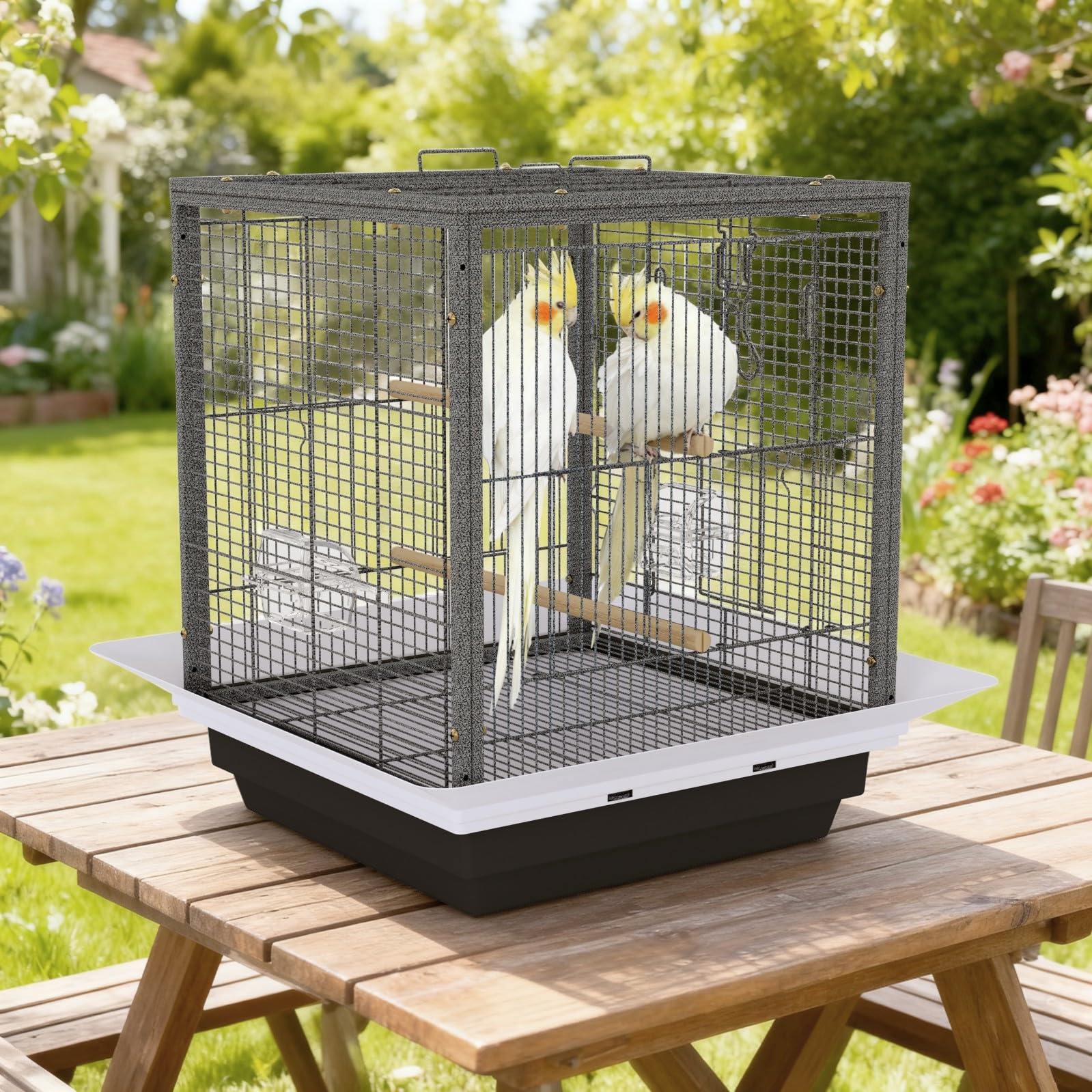 Garvee Small Bird Cage with Playground Stand, 20 Inch High Travel Bird Cage for Parrot, Parrot Carrier for Parakeet, Cockatiels, Budgies Medium Small Sized Birds