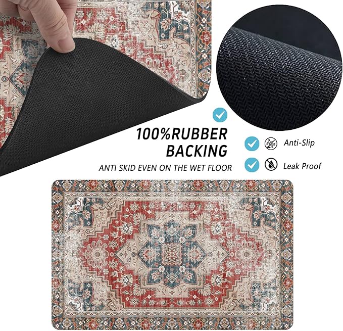 Dog Food Mats for Floors, Absorbent and Quick-Drying Pet Cat Food Mat,Anti-Fouling and Easy-to-Clean Pet Feeding Mat,Dog Bowl Mat for Messy Drinking Water Bowls.16 x24, Bohemia Style