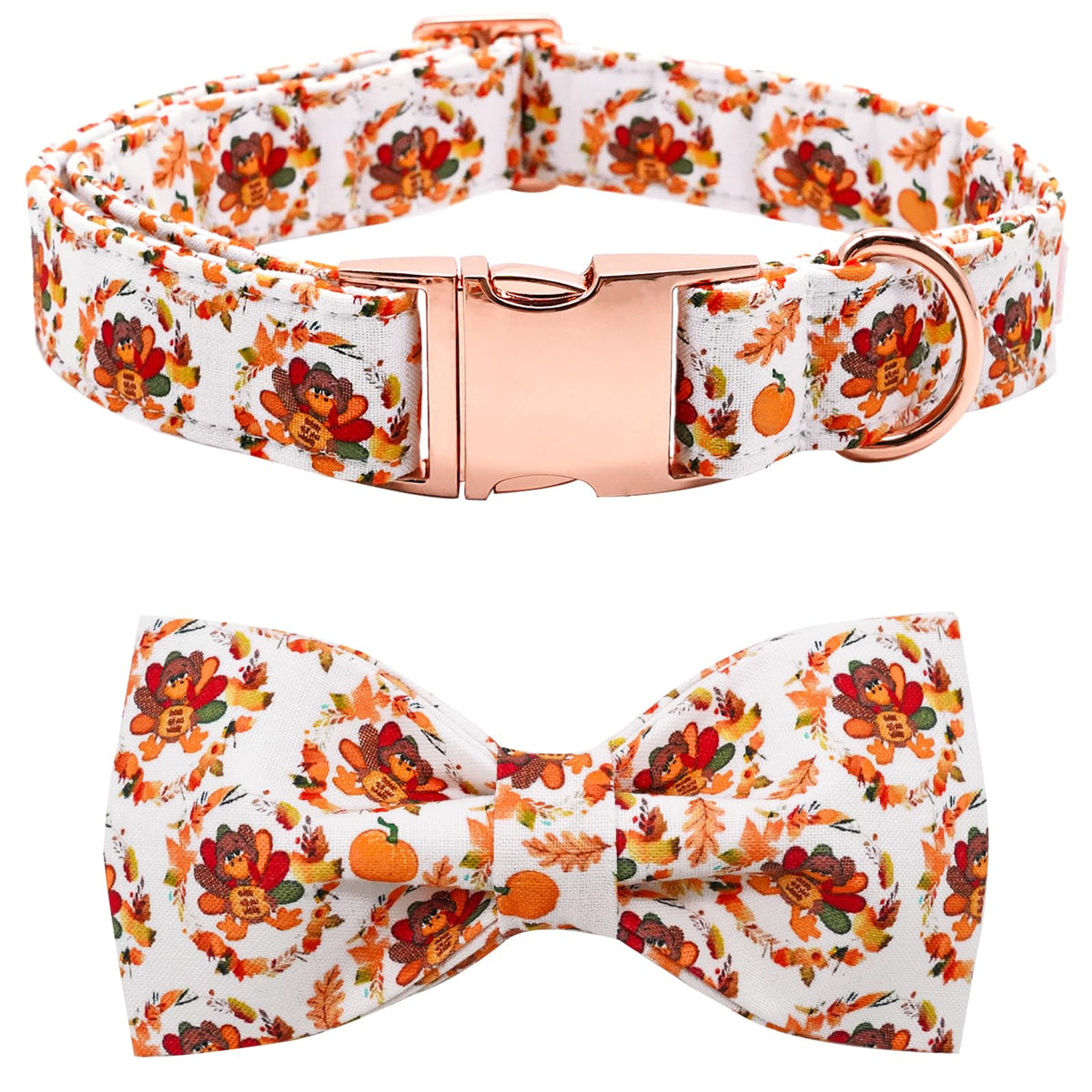 Bobo Rainbow Dog Collar - Thanksgiving Turkey Bowtie Gift Soft Bow Collar with Adjustable Metal Buckle for X-Large Dogs