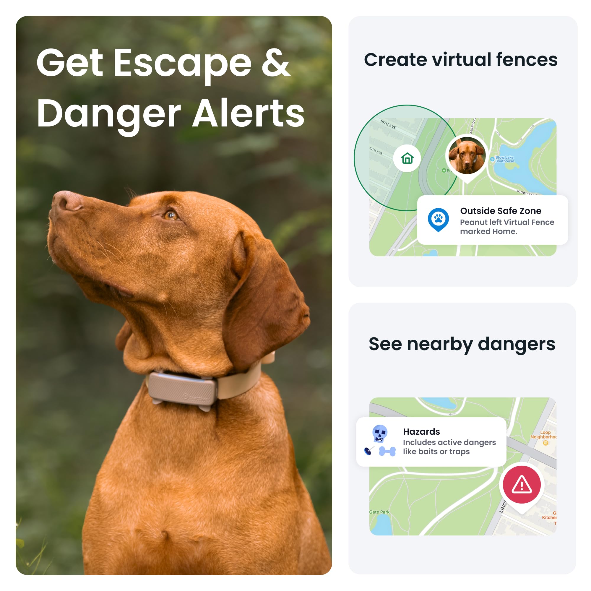 Tractive GPS Dog Tracker (2025 Release) Real-time Pet Location Tracker | Health & Wellness Alerts | Virtual Fence for Dogs | Bark Monitoring (Brown w/Olive Cover)