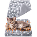 VitalCozy 2 Pack Self Warming Cat Mat Self Heating Pad Bed Reversible Machine Washable Reflects Body Heat Warm Thermal Pet Pad Crate Blanket for Feral and Indoor Cat (Star,17'' X 17'')