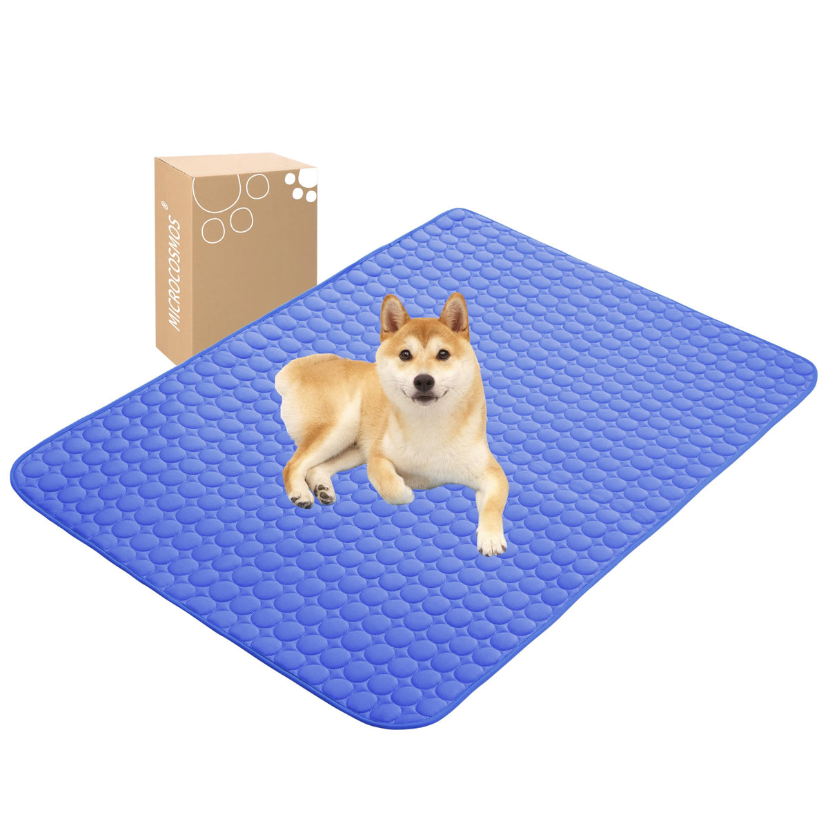 MICROCOSMOS Summer Cooling Mat & Sleeping Pad- Water Absorption Top, Easy Carry, EZ Clean, Materials Safe. Keep Cooling for Pets, Kids and Adults.(Navy Blue, 40" x 28")