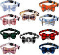 Weewooday 10 Pcs Breakaway Cat Collar with Bow Tie and Bell, Kitten Collar for Cat, Adjustable Cute Plaid Safety Kitty Collars for Birthday Pet Christmas Party Supplies, 10 Styles