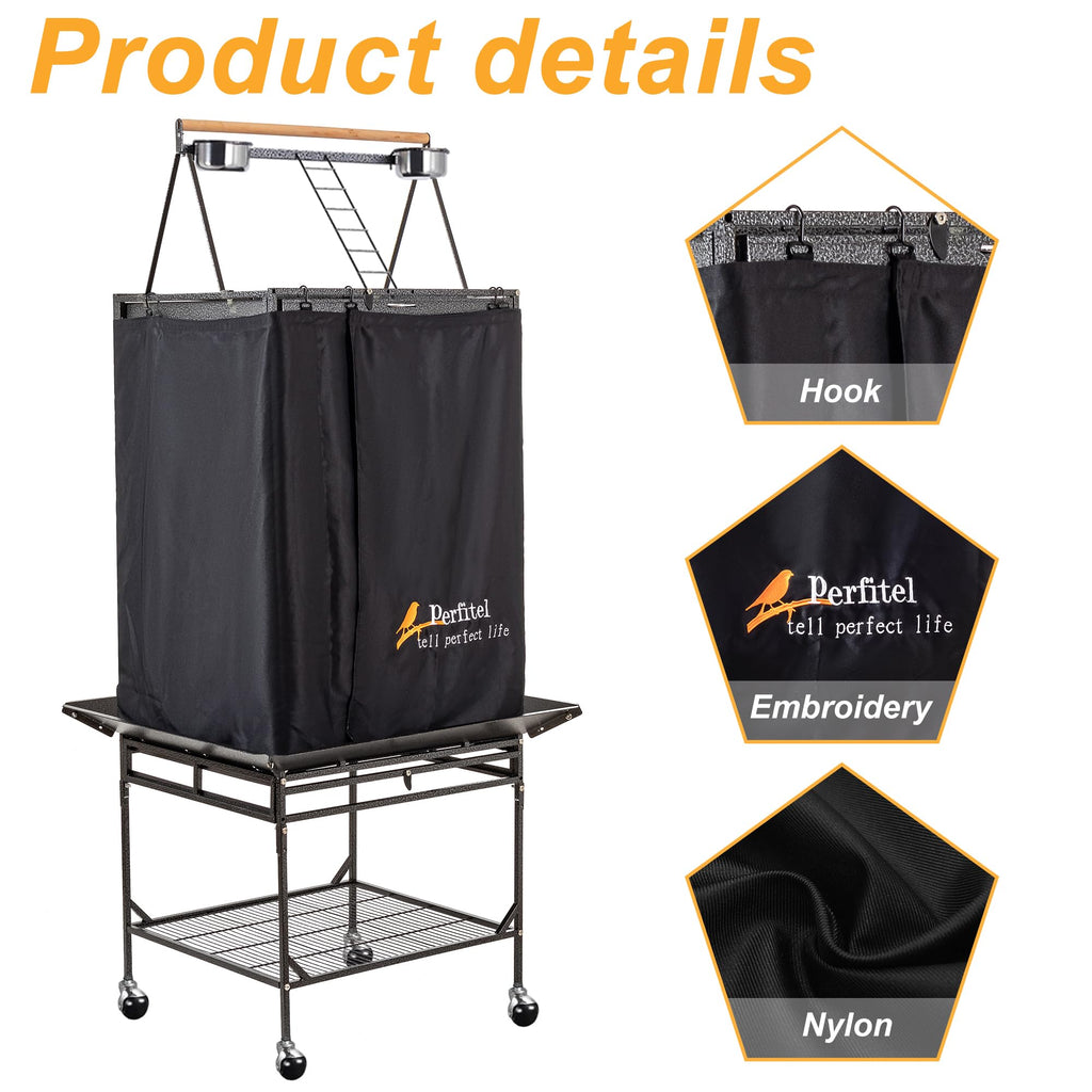 Perfitel Bird Cage Cover Black Good Night Blackout Birdcage Cover (68 inch)