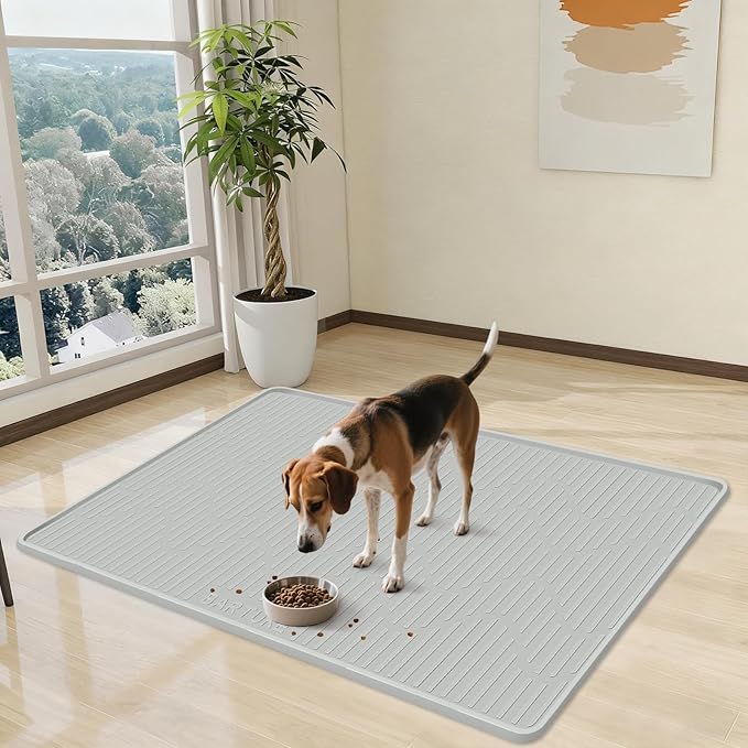 Silicone Cat & Dog Food Mat 40" x 22" Pet Feeding Mat for Food and Water