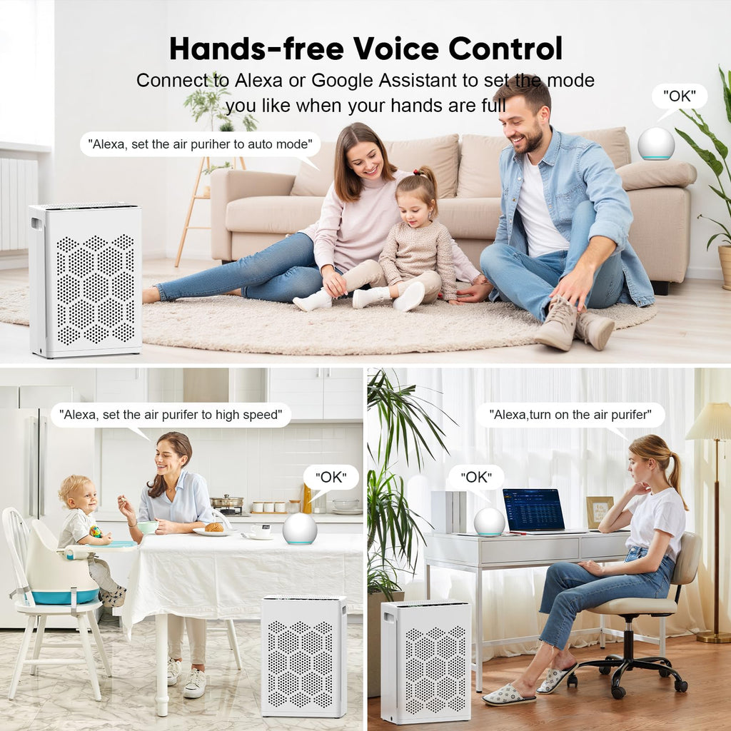 DAYETTE Air Purifiers for Home Large Room Up to 1800 Ft² with Fragrance, Smart WiFi Alexa Control,Auto Mode, HEPA 14 Air Purifier with Washable Prefilter for Bedroom, Dorm Room, Pets, Office