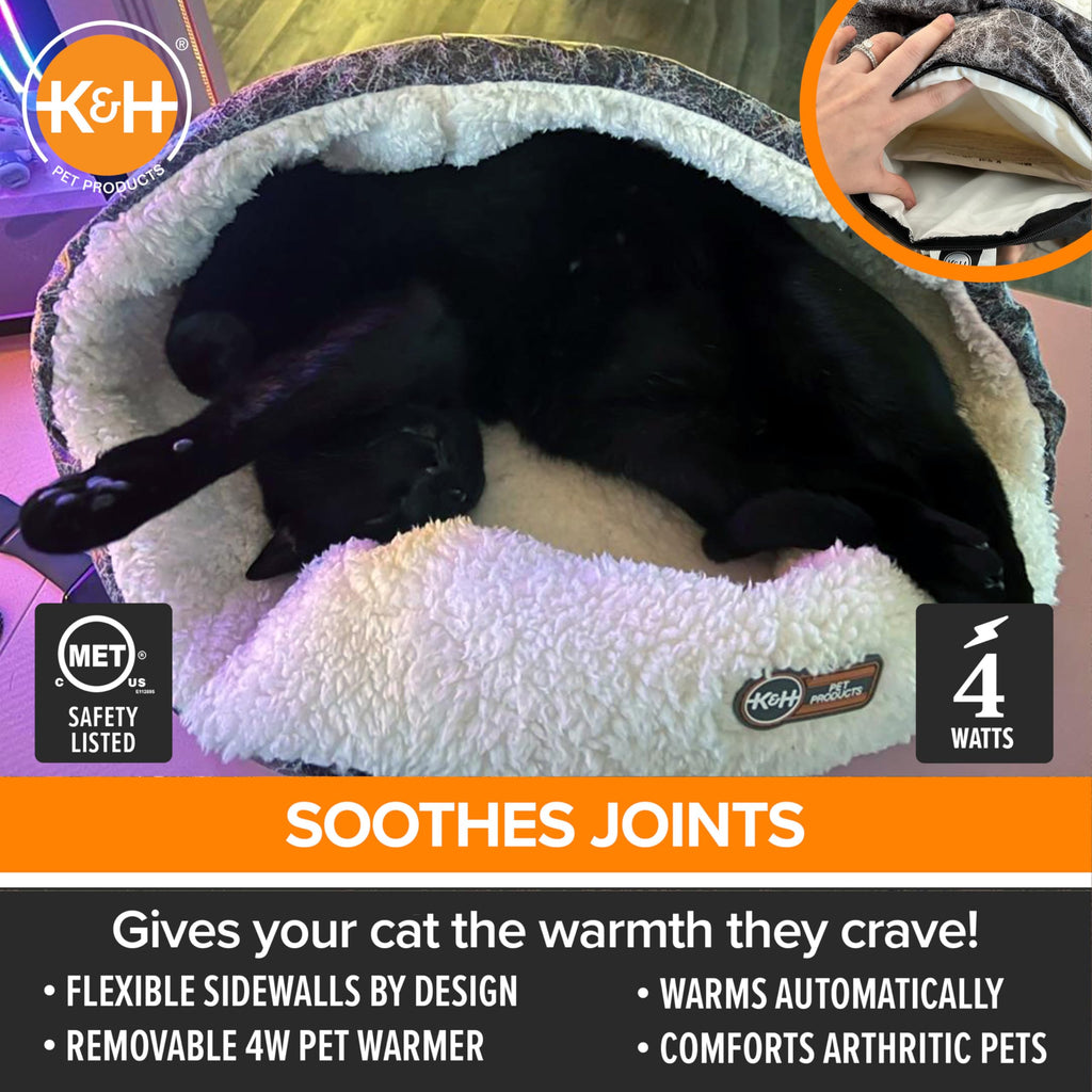 K&H Heated Cat Bed, Thermo-Snuggle Cup Bomber Indoor, Safety Listed, 18x14