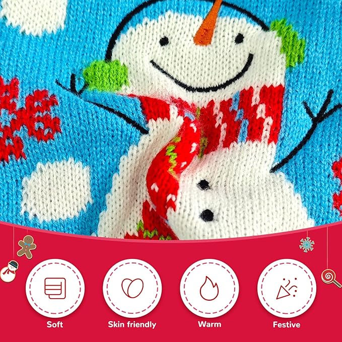 Pet Christmas Dog Sweaters Cute Animal Snowman Printed Puppy Xmas Costumes Winter Warm Turtleneck Jumpers Puppy Knitted Clothes Cat Outfits (M, Blue Snowman)