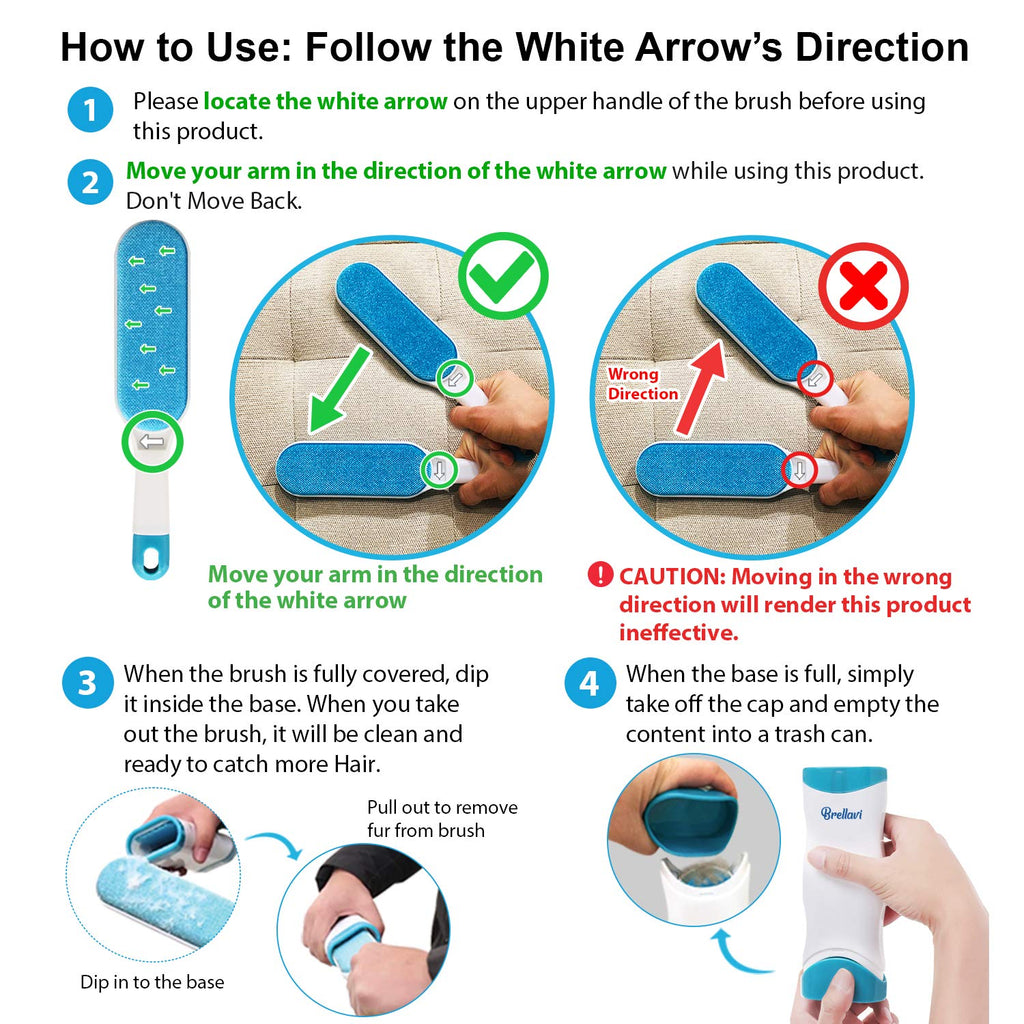Pet Hair Remover for Clothes: Reusable Dog Cat Fur Lint Removal Brush for Clothes Furniture Couch Carpet Bed Car Seat - Self-Cleaning for Pet Owners (Fresh Blue, 1 Pack)