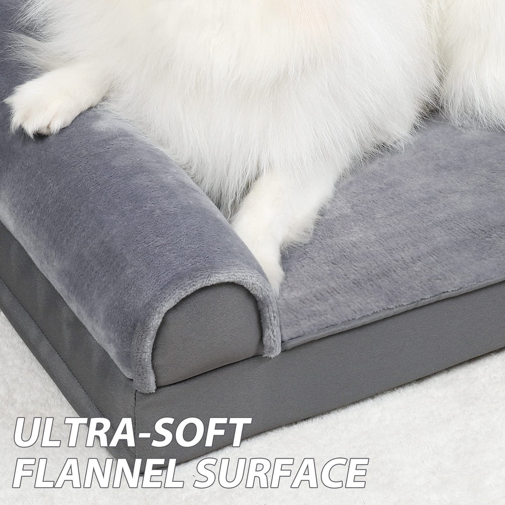 KSIIA Orthopedic Dog Bed - Waterproof Dog Couch Bed with Egg Crate Foam & Nonskid Bottom, 30 x 20 Inch, Gray