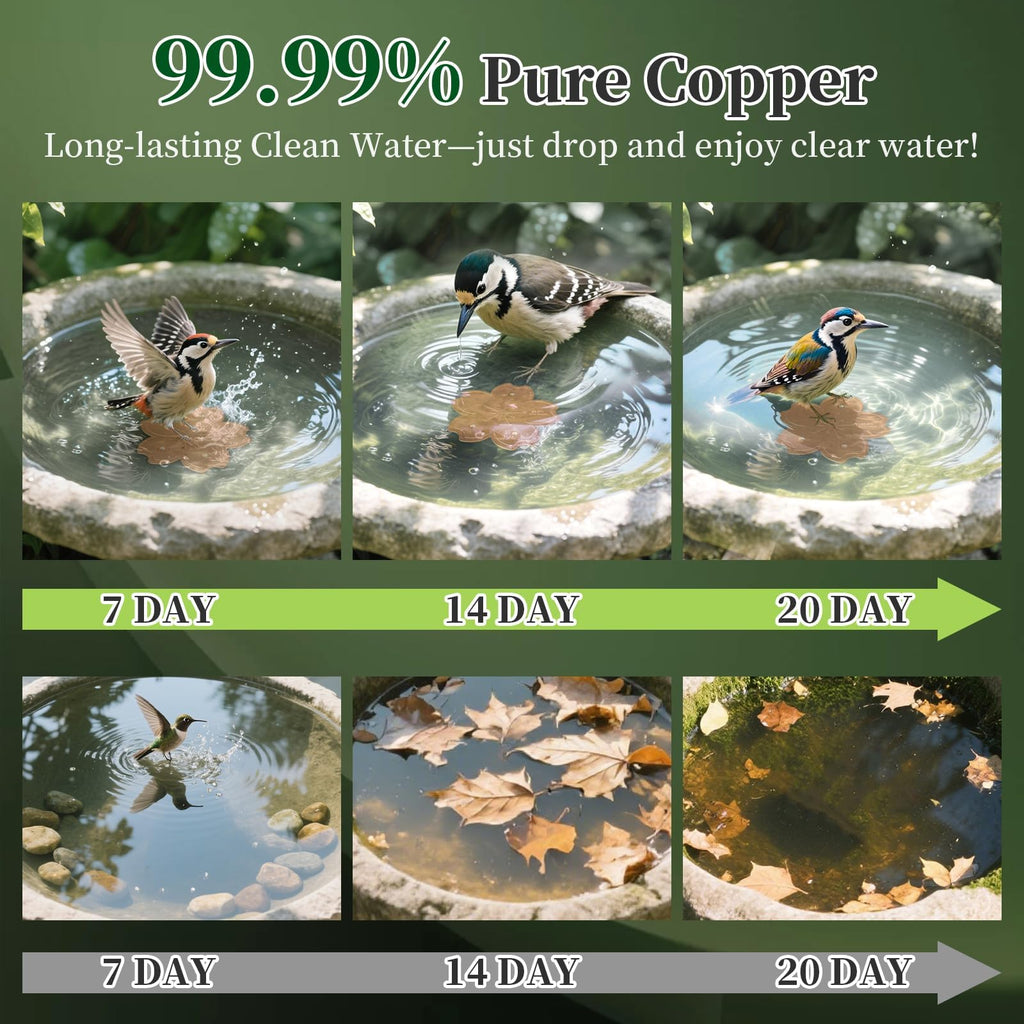 Yncotte Bird Bath Copper Disk, 2pcs Flower Shaped 99.99% Pure Copper Cleaning Disc Plate for Physical Safe Water Purification All-Season for Outdoor Wildlife Bird Bowls Birdbaths Solar