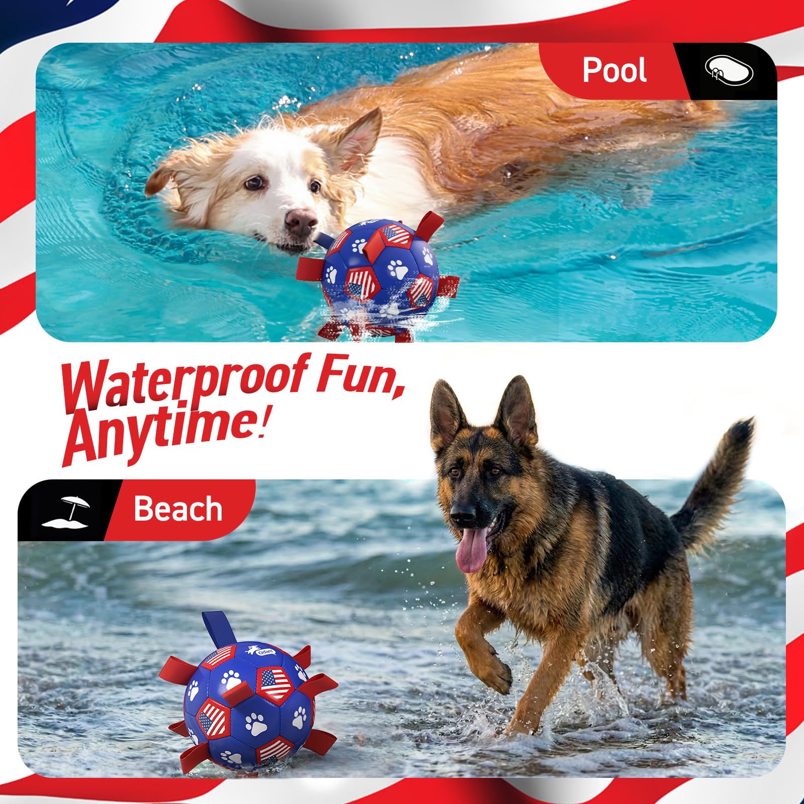 QDAN Dog Balls with Straps, Large Herding Balls for >90lbs Dogs, Soccer Toy