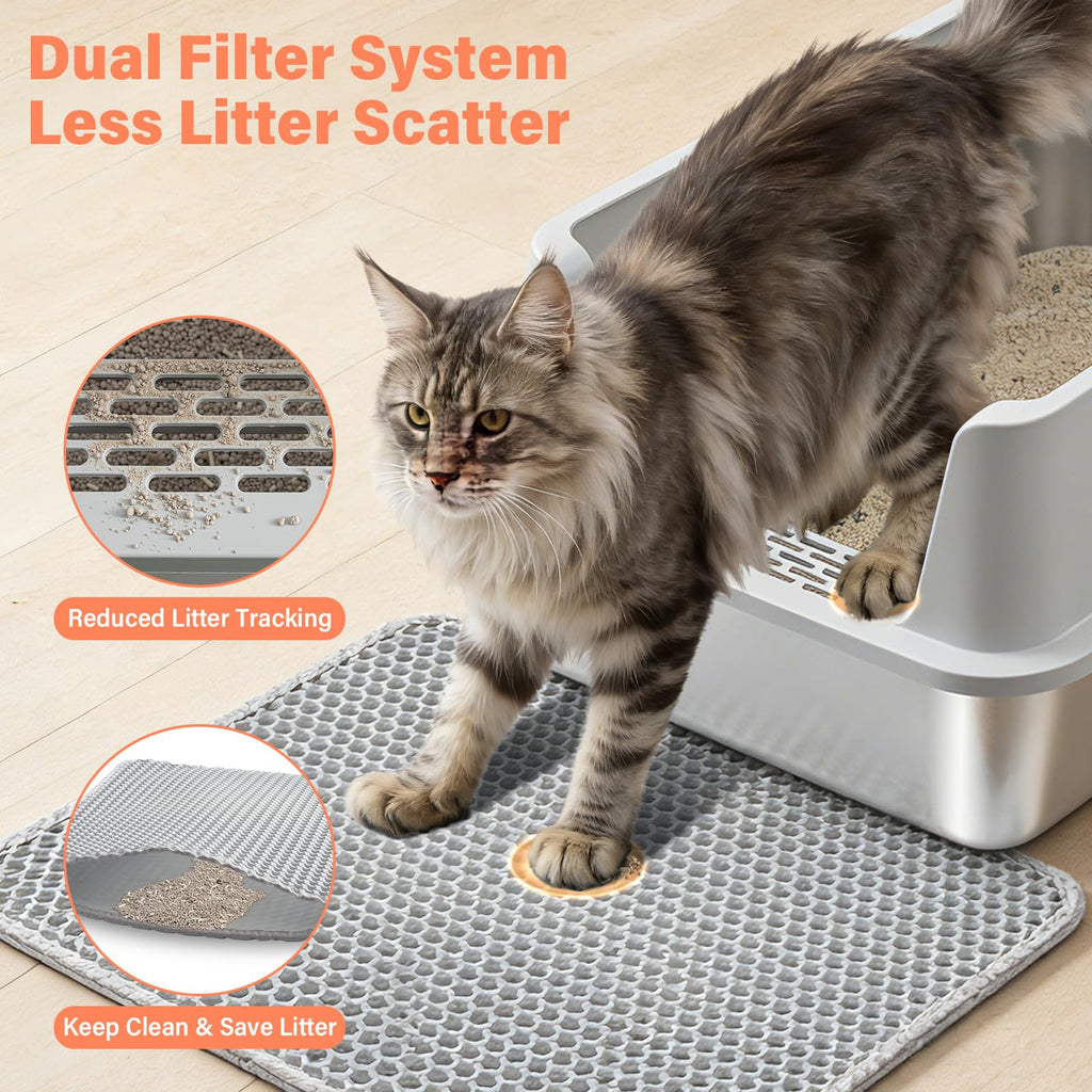 2PACK Stainless Steel Cat Litter Box with Lid, XL Metal Litter Box