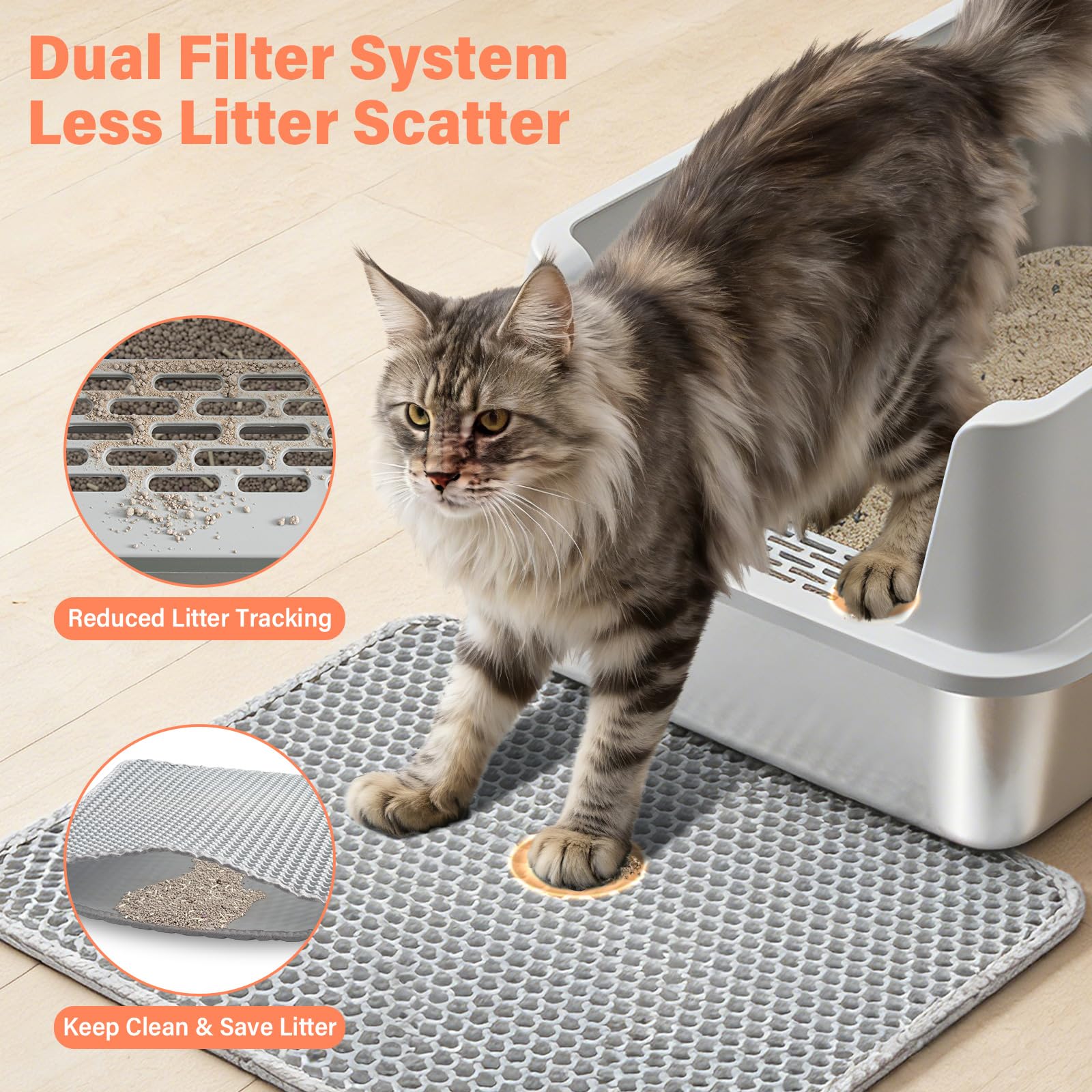 2PACK Stainless Steel Cat Litter Box with Lid, XL Metal Litter Box