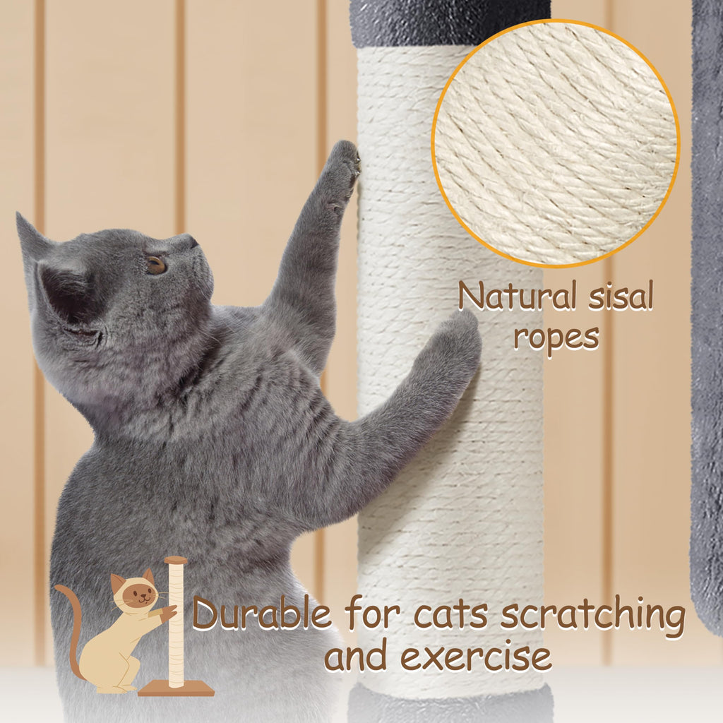 Yaheetech 33.5in Cat Tree Tower for Indoor Cats w/2 Cozy Plush Condos, Oversized Perch & Sisal Scratching Posts, Stable Cat Stand House for Large Cats & Pets