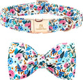 Lionheart glory Dog Collar Bow Collar Floral Dog Collar with Bow Tie Spring Summer Cute Collar Dog Boy or Girl Dog Collars Soft Durable Adjustable Dog Collars for Medium Dogs