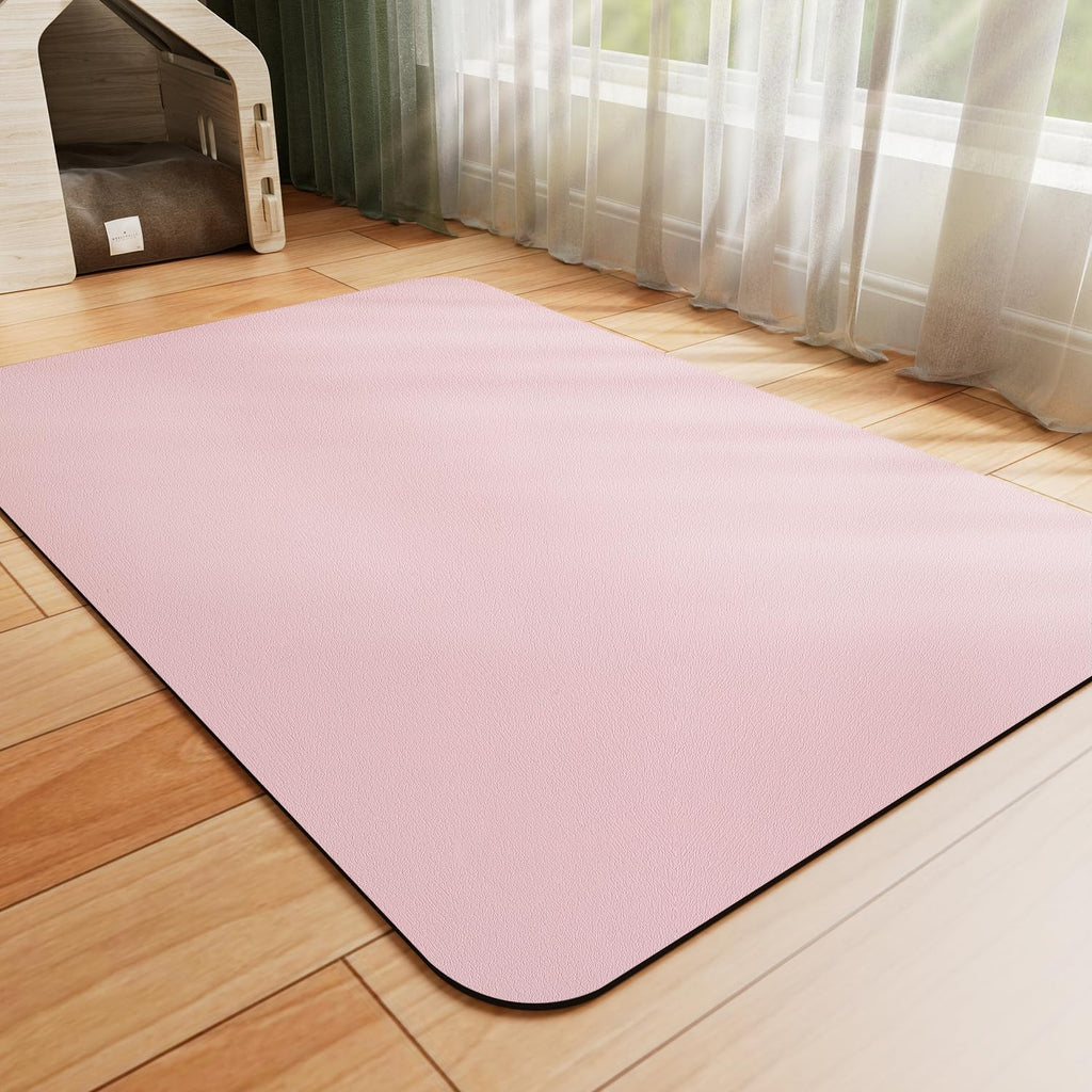 HotLive Dog Food Mat - Absorbent Cat Mat for Food and Water, No Stains Pet Feeding Bowl Mat, Easy to Clean Pet Placemats, Quick Dry Dog Water Dispenser Mat for Messy Drinkers | Pink 16"x 24"