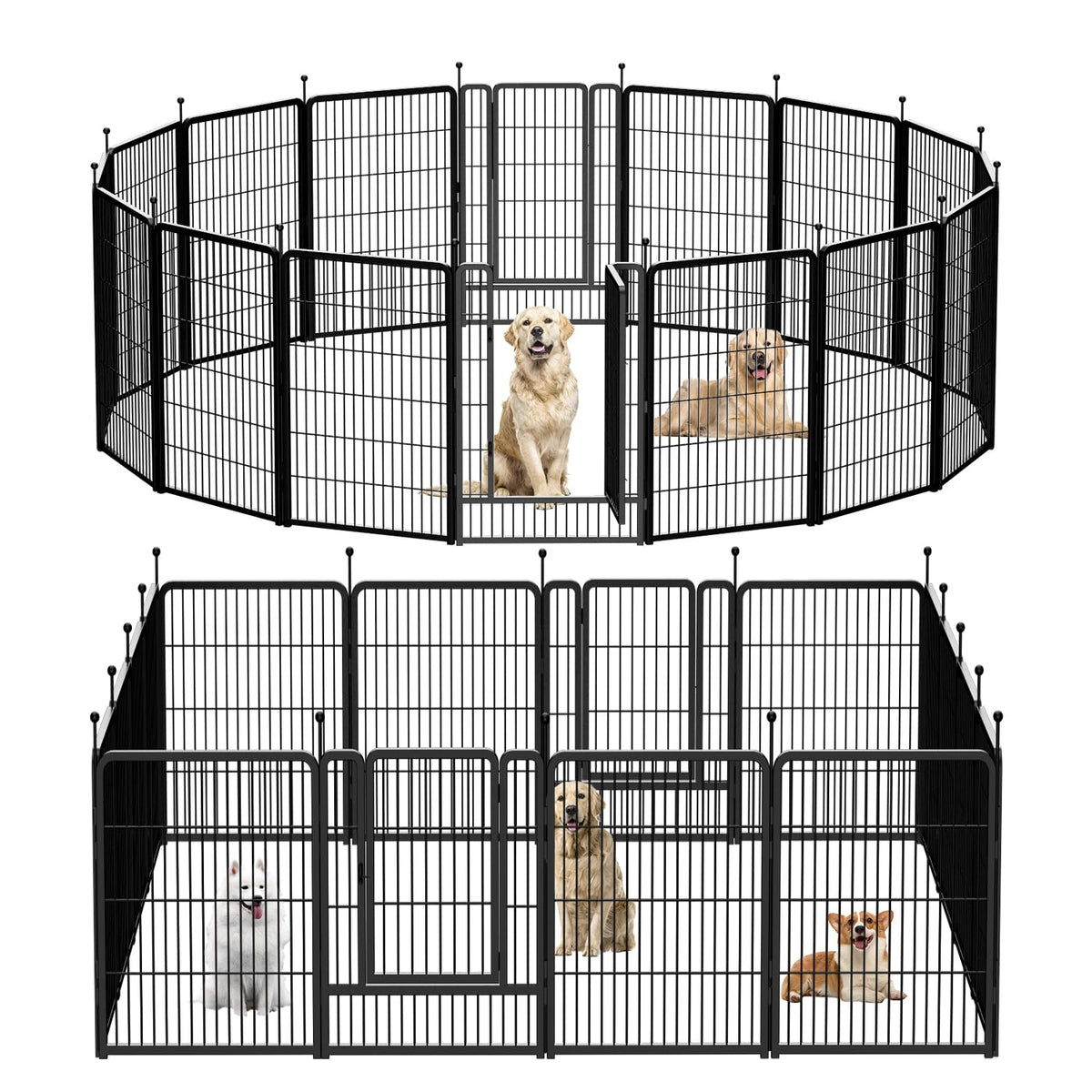 Dog Playpen,Portable Outdoor Dog Fence, Dog Playpen for Large/Medium/Small Dogs, Dog Fences for The Yard,with Doors Foldable Metal (32 inch, 40 Panels)