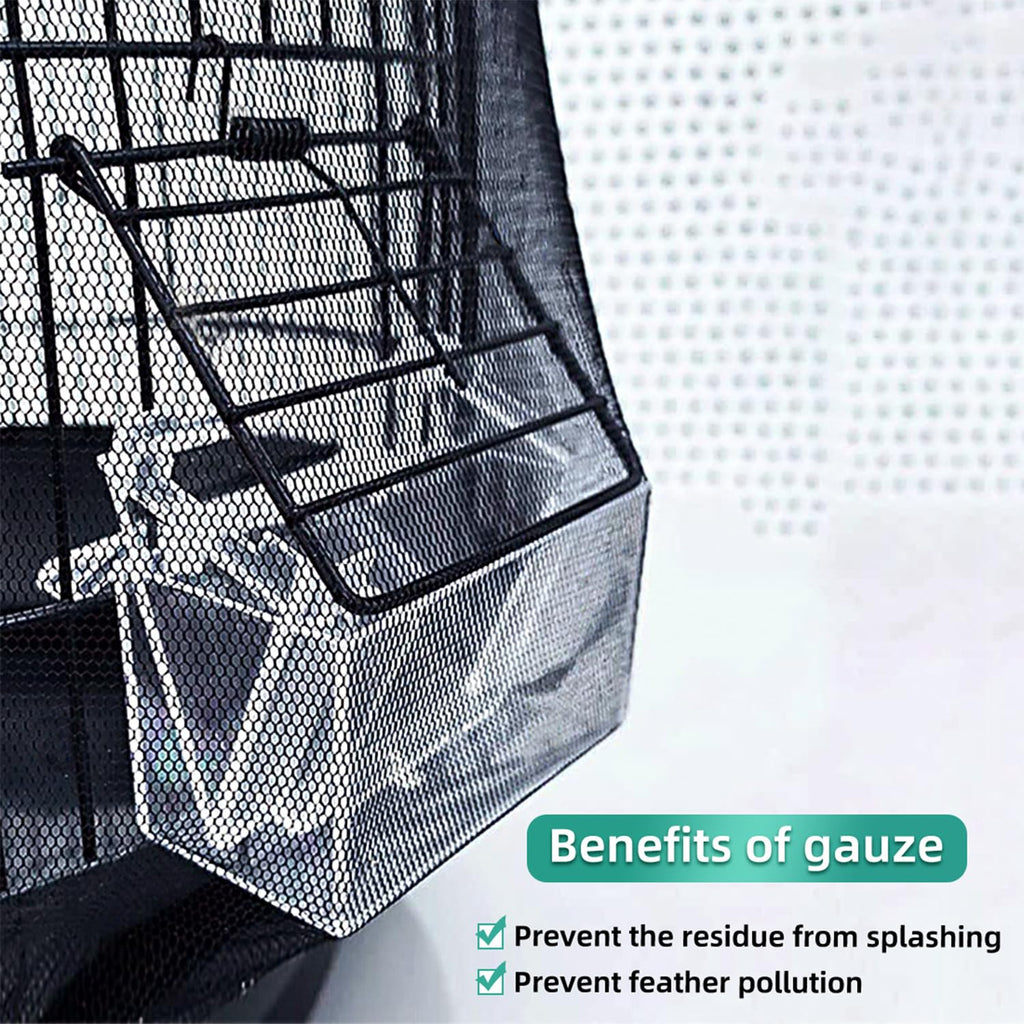 DECKALY Bird Cage Seed Catcher, Seed Catcher Guard Net Cover, Parrot Nylon Mesh Net Cover, Universal Soft Airy Cage Net Stretchy Skirt for Round Square Cages (Solid-Black, 15.7" x87")